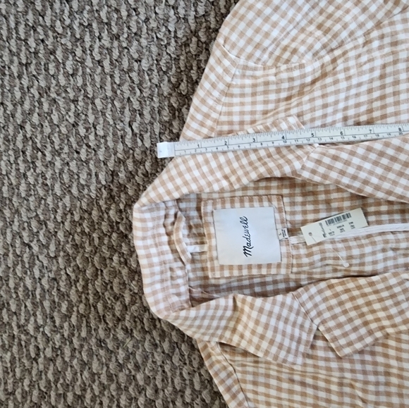 Madewell Linen Dorset Blazer in Gingham Check Womens Size L NWT - Picture 9 of 10